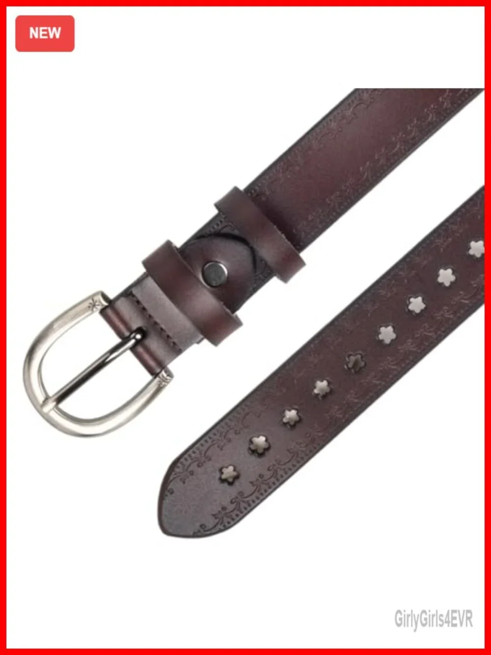 Hollow Flower Leather Belt for Women Casual Waist Belt
